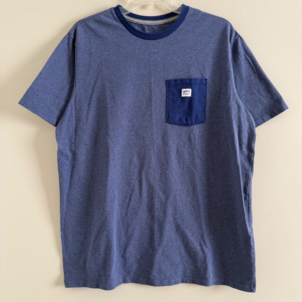 Patagonia Mens Responsibili-Tee Pocket T-Shirt Blue Heather 37837 Size M